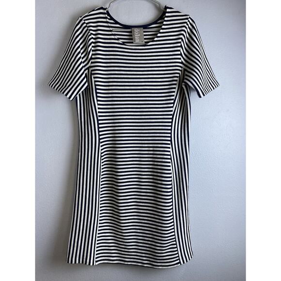Dolan Left Coast Clctn Sz M Panel Stripes Dark Blue White Bodycon Slimming Dress - Picture 1 of 9